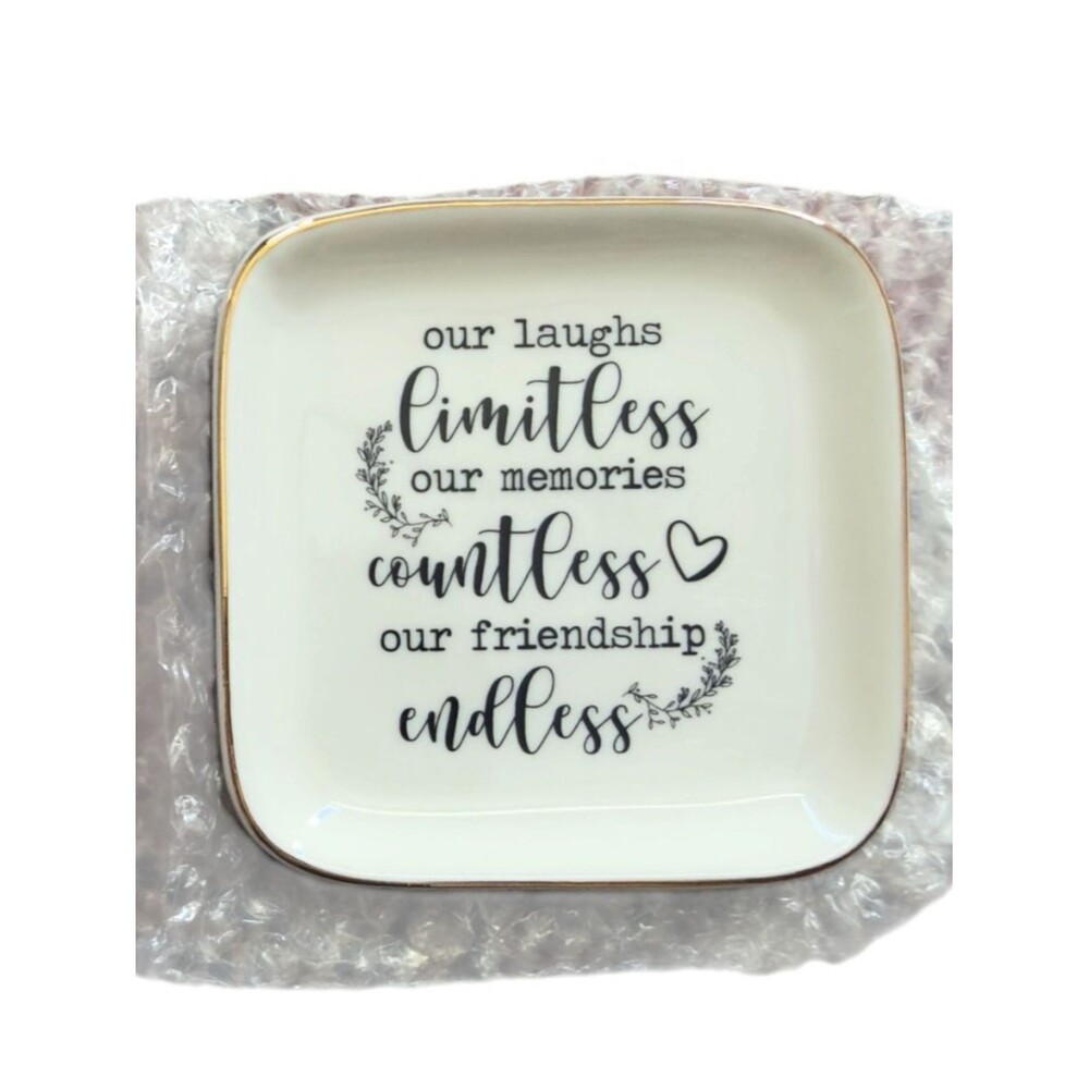 Inspirational Friendship Best Friends Bridal Trinket Ring Jewelry Dish Gift. NEW